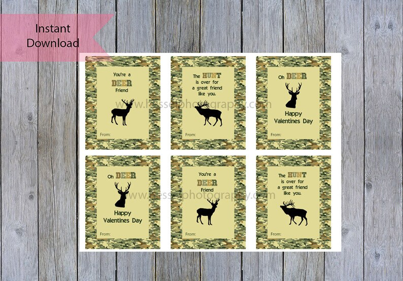Deer Valentines Day Card Printable Valentine Kids Valentine - Etsy