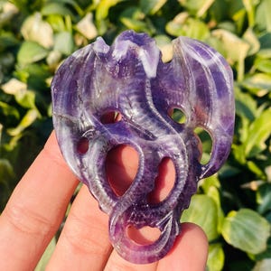 3.1inche Natural dream amethyst quartz,hand carved Fly dragon,dream amethyst crystal dragon,home decoration,crystal gifts