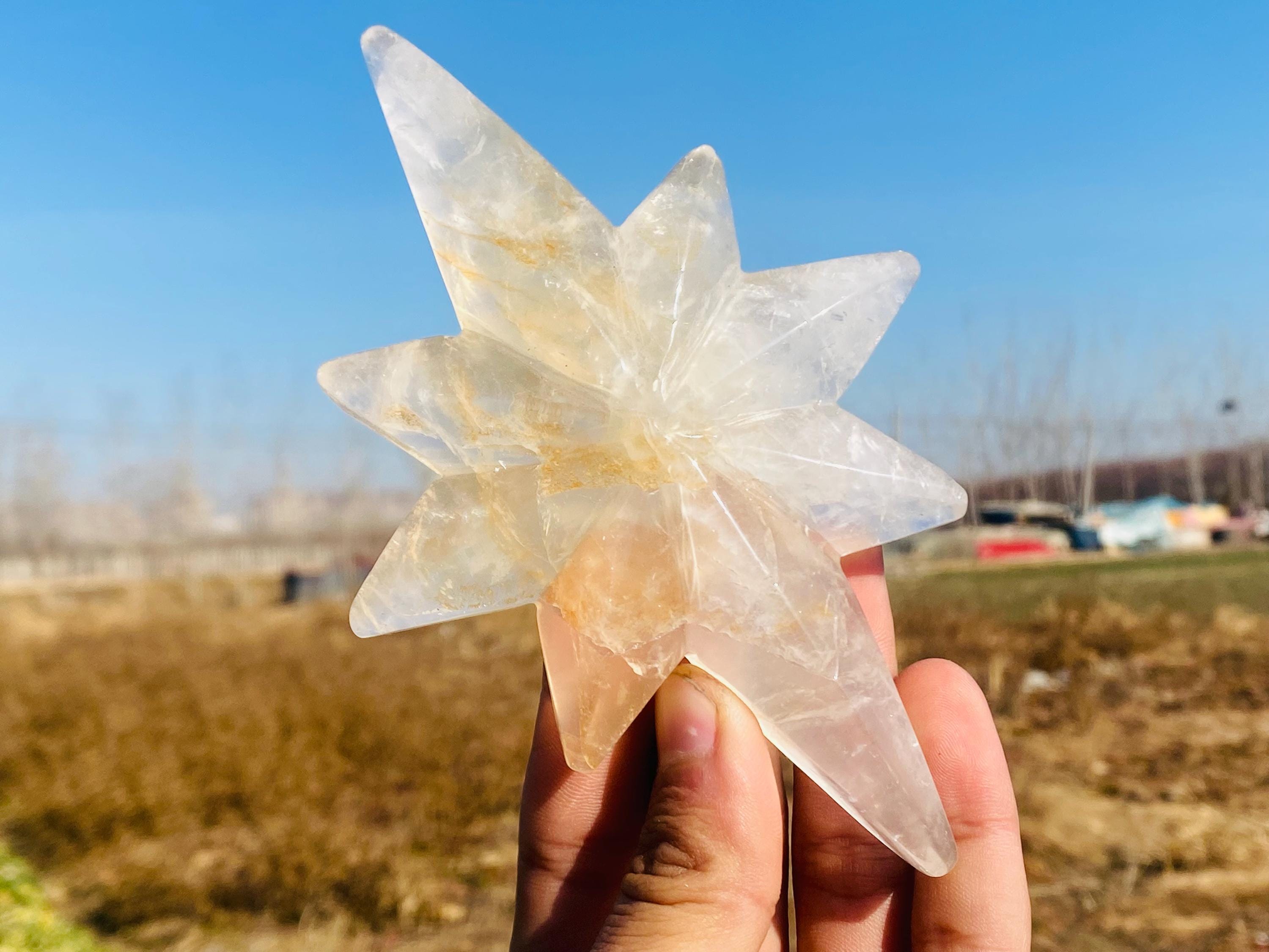 5.5inche Natural Clear quartz,hand carved North Star,Clear crystal North Star,home decoration,crystal gifts