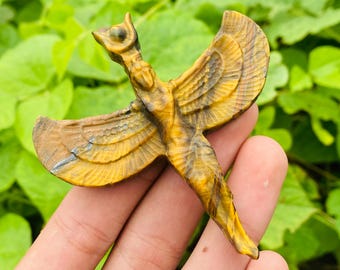 Oeil de tigre en pierre : figurine en cristal sculpté à la main, décoration d'intérieur