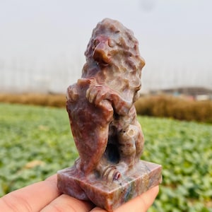3inche Natural Agate crystal,hand carved Lion,Crystal Lion,home decoration,crystal gifts