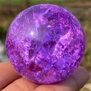 1.9&quot; Magical Purple Aura Crackle Sphere hand carved Crystal Ball home decoration Purple ball crystal gifts
