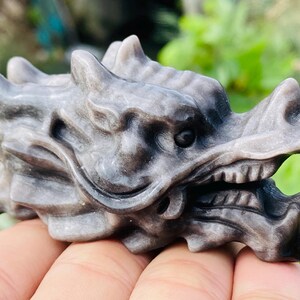 2.7inche Natural Silver obsidian Quartz hand carved dragon Crystal dragon skull home decoration crystal gifts