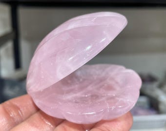 2インチ天然ローズクォーツ貝殻彫刻、クォーツクリスタルシェル