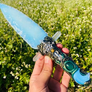 9.8inche Opal quartz,hand carved Knife,Crystal Big knife,Opal knife,home decoration,crystal gifts