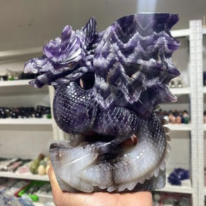 7.8inche Natural Dream amethyst quartz,hand carved Fly dragon,amethyst crystal dragon,home decoration,crystal gifts