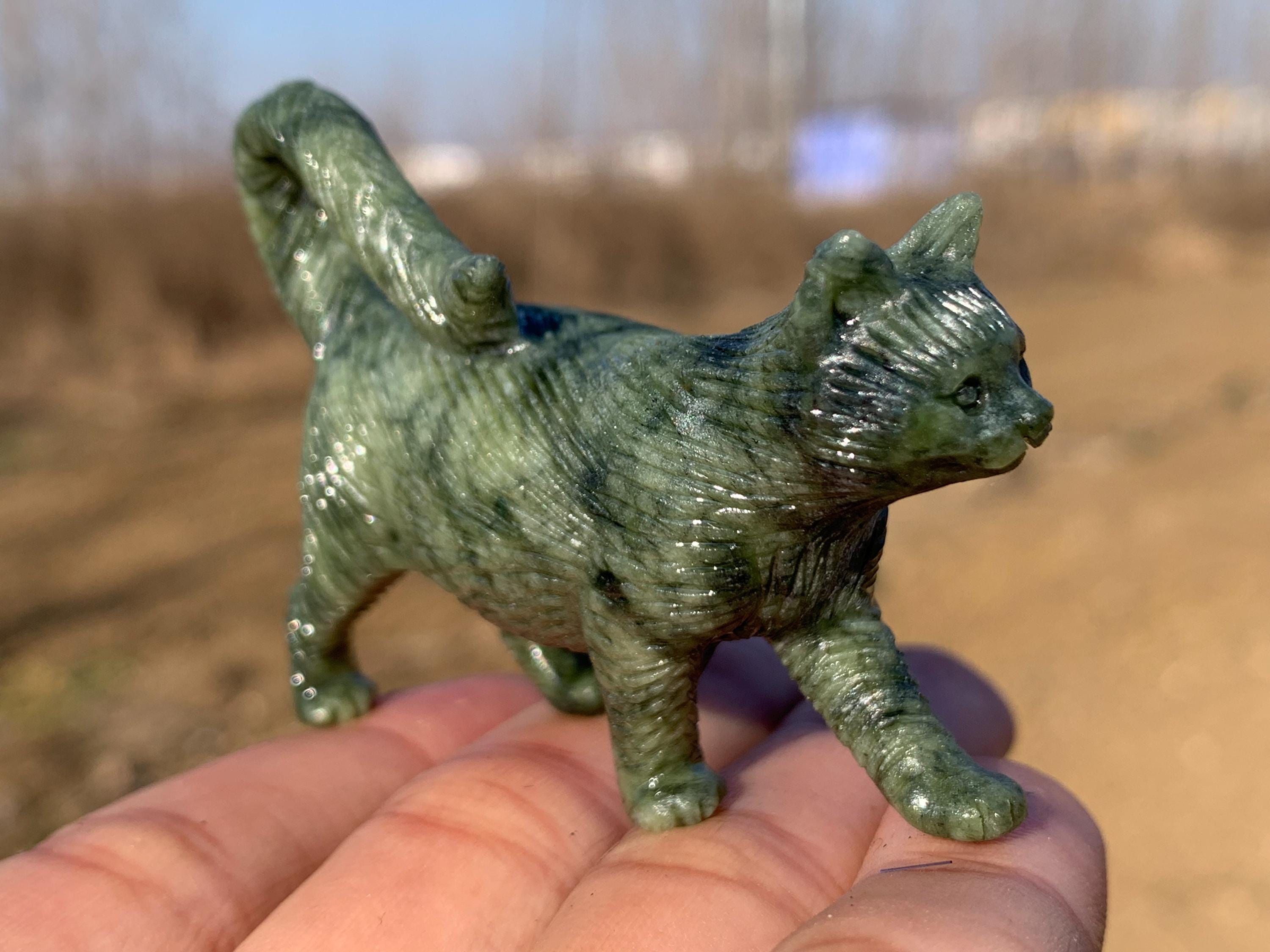 Green porcelain cat - Etsy 日本
