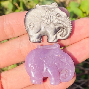 Hand Carved Quartz Crystal Elephant: Home Decor Gift