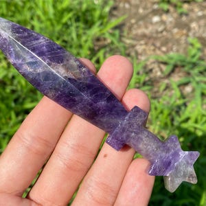 5.6inche Natural Dreamy amethyst crystal,hand carved,Crystal Knife,Knife Specimen,home decoration,crystal gifts 1pc