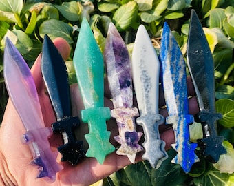 5.6inche Natural quartz crystal,hand carved knife,quartz crystal sword,home decoration,crystal gifts