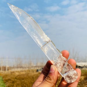 8.6inche Natural Clear quartz,hand carved Knife,Crystal Big knife,Clear quartz knife,home decoration,crystal gifts