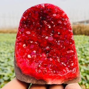 Red Geode quartz ,hand carved Geode,Crystal Vug specimen,Crystal Geode specimen,home decoration,crystal gifts