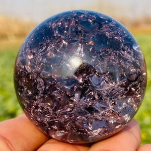 1.9&quot; Magical gray Aura Crackle Sphere,hand carved Crystal Ball,home decoration,gray glass ball crystal gifts