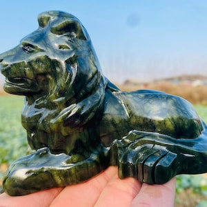 4.7inche Natural Green Jade crystal,hand carved Lion,Crystal Lion,home decoration,crystal gifts
