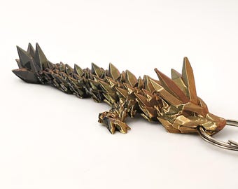 Articulated Dragon Keyring, 3D Printed Dragon Keychain, Fantasy Gift, Fidget Bag Charm, Dragon Lover Gift