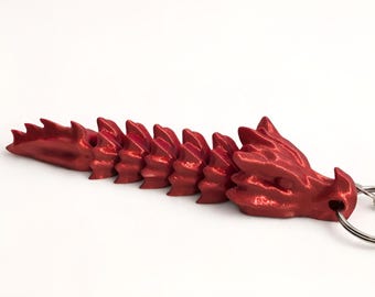 Articulated Dragon Keyring, 3D Printed Dragon Keychain, Fantasy Gift, Fidget Bag Charm, Dragon Lover Gift
