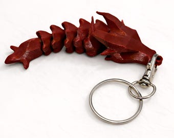 Articulated Dragon Keyring, 3D Printed Dragon Keychain, Fantasy Gift, Fidget Bag Charm, Dragon Lover Gift