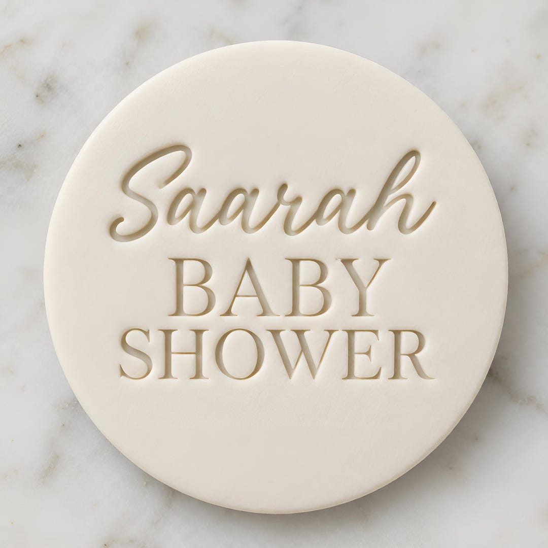 Personalised Baby Shower Fondant Stamp & Cutter Set, Custom Name Cookie ...