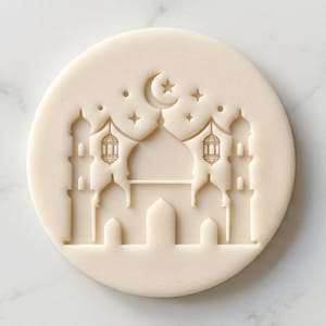 Ensemble d'emporte-pièces et de tampons à glacer en forme de lanterne de mosquée du Ramadan | Embosseuse fondant de l'Aïd | Le tampon musulman de célébration de célébration islamique s'adapte aux biscuits M&S
