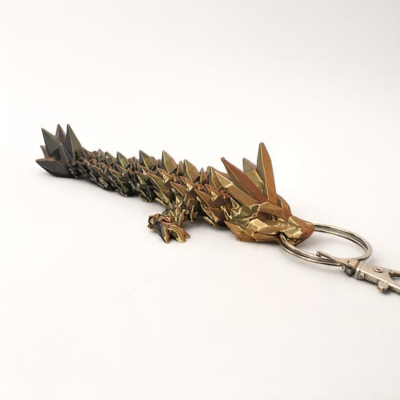 Articulated Dragon Keyring, 3D Printed Dragon Keychain, Fantasy