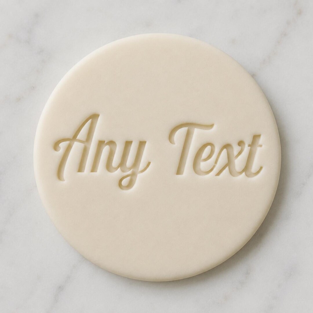 Custom Text Cookie Stamp and Cutter, Script Font Fondant Embosser ...