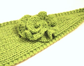 KNITTING PATTERN - Knitting Pattern Headband with Crochet Or Knitted Flower