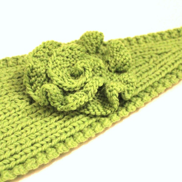 KNITTING PATTERN - Knitting Pattern Headband with Crochet Or Knitted Flower