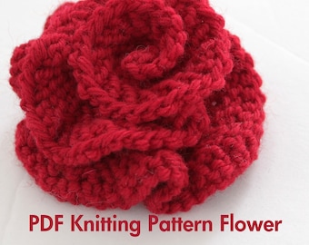 PATTERN - Knitted Flower PDF Pattern Very Easy Photo Tutorial