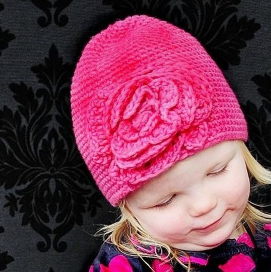 Rose Hat Pattern CROCHET PATTERN - Lily's Rose Crochet Hat With Flower Five Sizes From ...