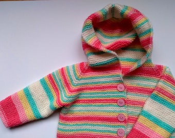 Knitting Pattern - Baby Top Down Cardigan Little Peach Super Easy Size 12 - 18 Months