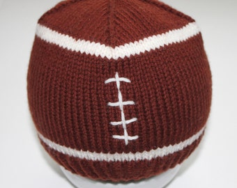 PATTERN - Football Baby Hat Knitting Pattern Size 0 to 3/6 to 12 Months/ 1-3 Years Knitted in the Round