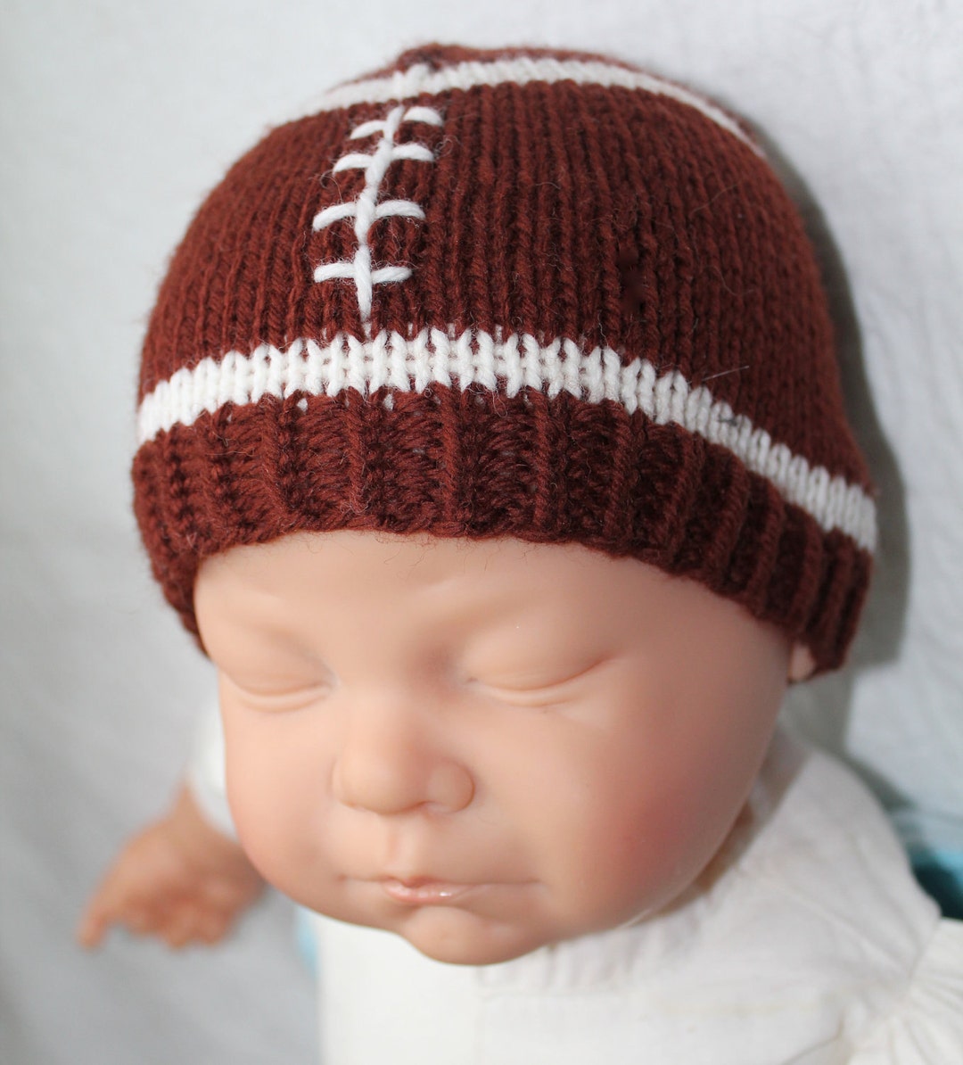 KNITTING PATTERN Football Baby Hat Size 0 to 3 and 6 to 12 Months