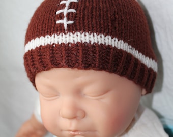 PATTERN - Football Baby Hat Knitting Pattern Size 0 to 3/6 to 12 Months/1-3 Years Knitted in the Round