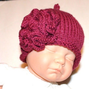 PATTERN Roses Size 0 to 3 Months Baby Hat Knitting Pattern with Rose image 5