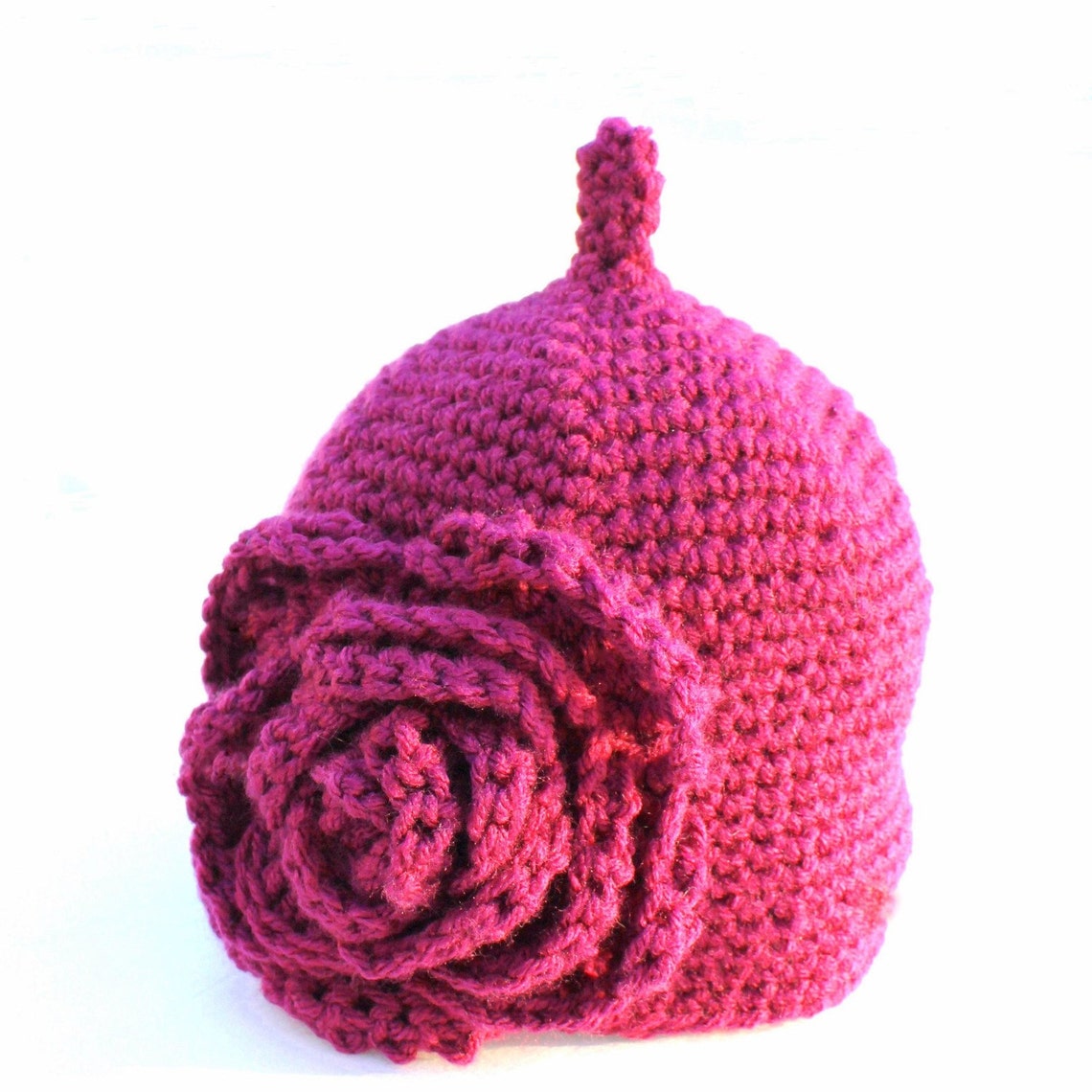 Rose Hat Pattern CROCHET PATTERN - Lily's Rose Crochet Hat With Flower Five Sizes From ...