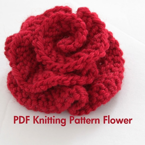 PATTERN Knitted Flower PDF Pattern Very Easy Photo Tutorial Etsy Crochet flower pattern easy flowers patterns rose simple knitting knitted super knit quick tutorial crocheting rosette diy booties motifs diytomake
