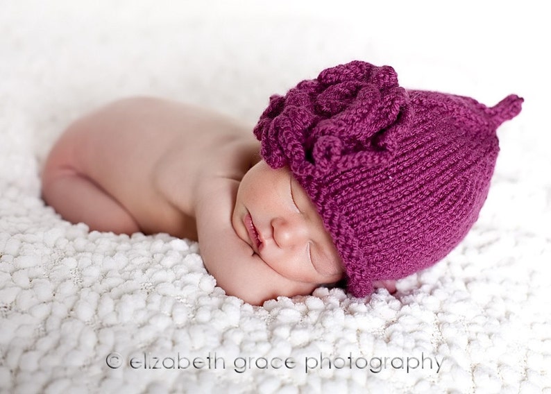 PATTERN Roses Size 0 to 3 Months Baby Hat Knitting Pattern with Rose image 2