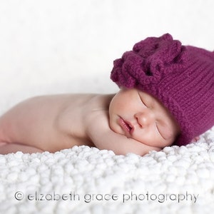 KNITTING PATTERN - Roses Size 0 to 3 or 3 to 6 Months Baby Hat Knitting Pattern with Rose