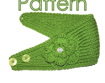 KNITTING PATTERN -  Headband with Crochet Or Knitted Flower