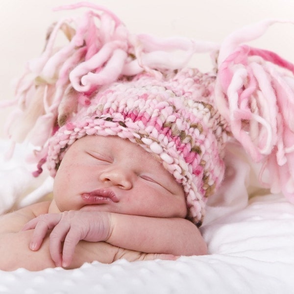 PATTERN - Peppermint Sticks Hat knitted in the round  Size Premie to Adult ((Knit Stitch only))