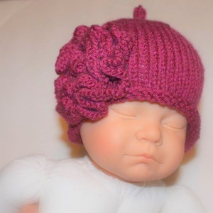 PATTERN Roses Size 0 to 3 Months Baby Hat Knitting Pattern with Rose image 4