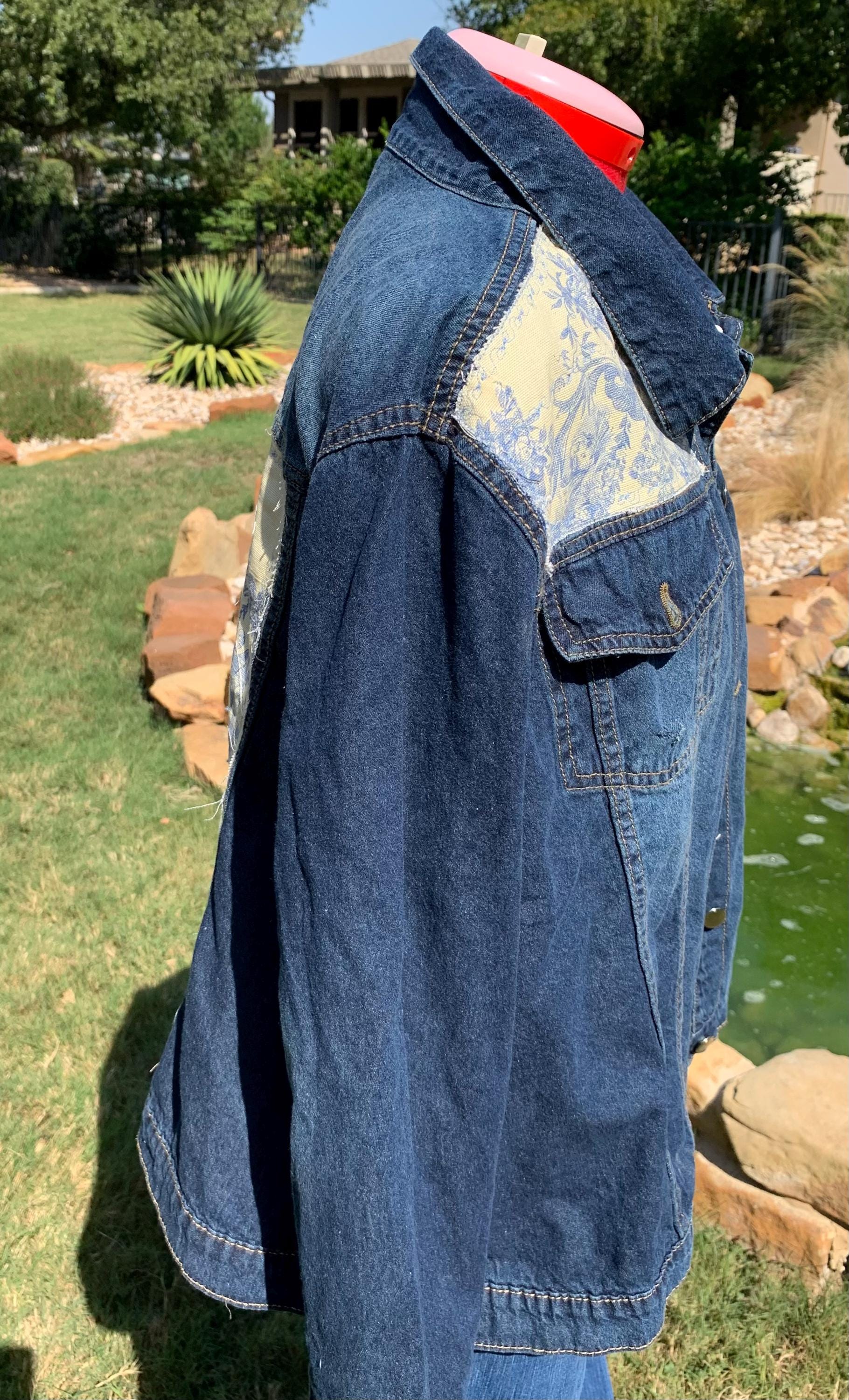 【COSYHARU】Jiaker Denim Jacket Jean Jacket, Chinoiserie, Distressed, Embroidery, Applique