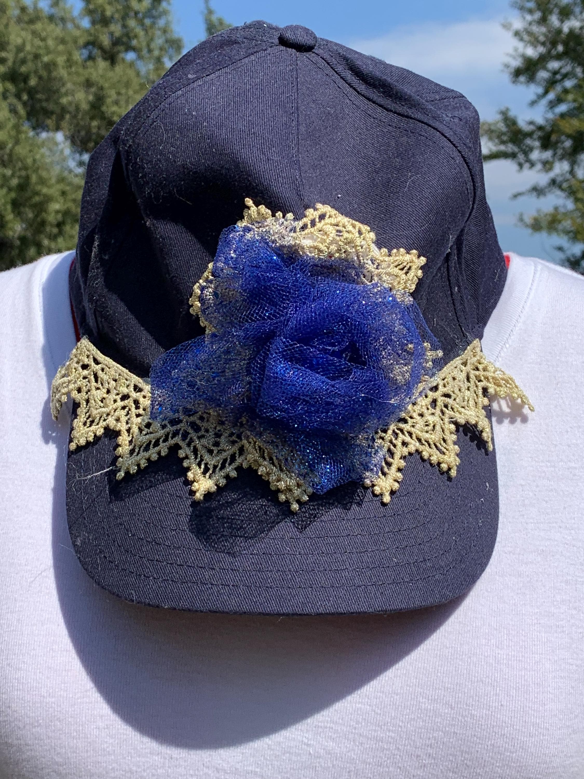 Glamorous Navy Rhinestone Embellished Visor Navy Blue Visor With Bling - Etsy main image 2