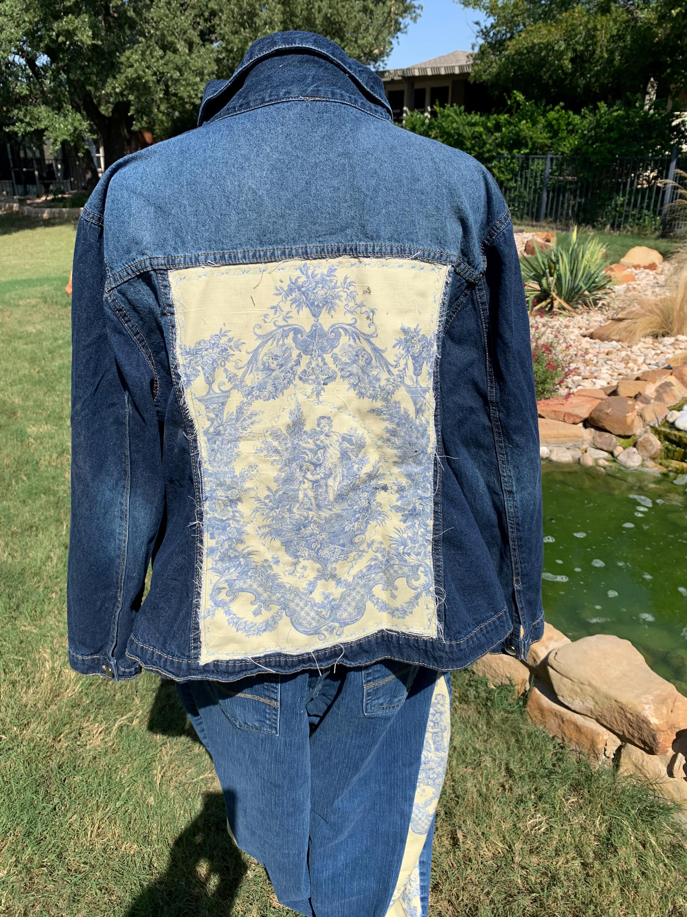 【COSYHARU】Jiaker Denim Jacket Jean Jacket, Chinoiserie, Distressed, Embroidery, Applique