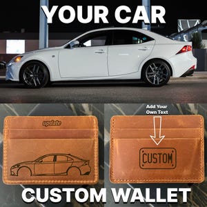 Portefeuille LEXUS personnalisé pour voiture et plaque d'immatriculation | Porte-cartes en cuir véritable pour les amateurs de voiture Initiales de plaque d'immatriculation personnalisées pour papa et lui
