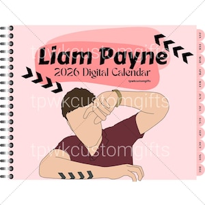 Liam Payne 2026 Digital Landscape Calendar | One Direction Inspired | Monthly Aesthetic PDF Download | Fan Digital Planner