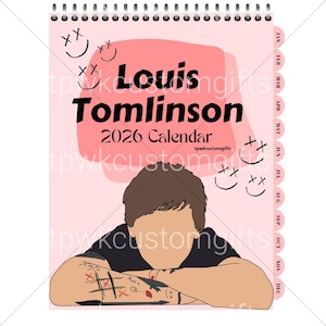 Louis Tomlinson 2026 Digital Portrait Calendar | One Direction Inspired | Monthly Aesthetic PDF Download | Fan Digital Planner