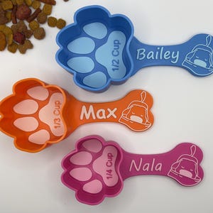Paletta per cibo per cani personalizzata, regali personalizzati per animali domestici, misurino per cibo per animali domestici, idea regalo, stampata in 3D