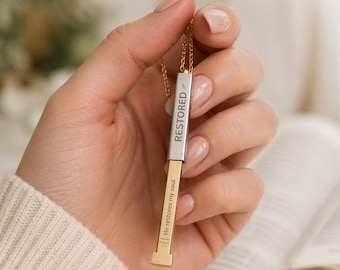 Christian Scripture Necklace for Women, Restored Pendant, Psalm 23:3 Jewelry, Hidden Message Necklace, Faith-Based Gift for Her