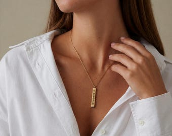 Christian Scripture Necklace for Women, Redeemed Pendant, Revelation 21:5 Jewelry, Faith Based Bar Necklace, Hidden Message Gift